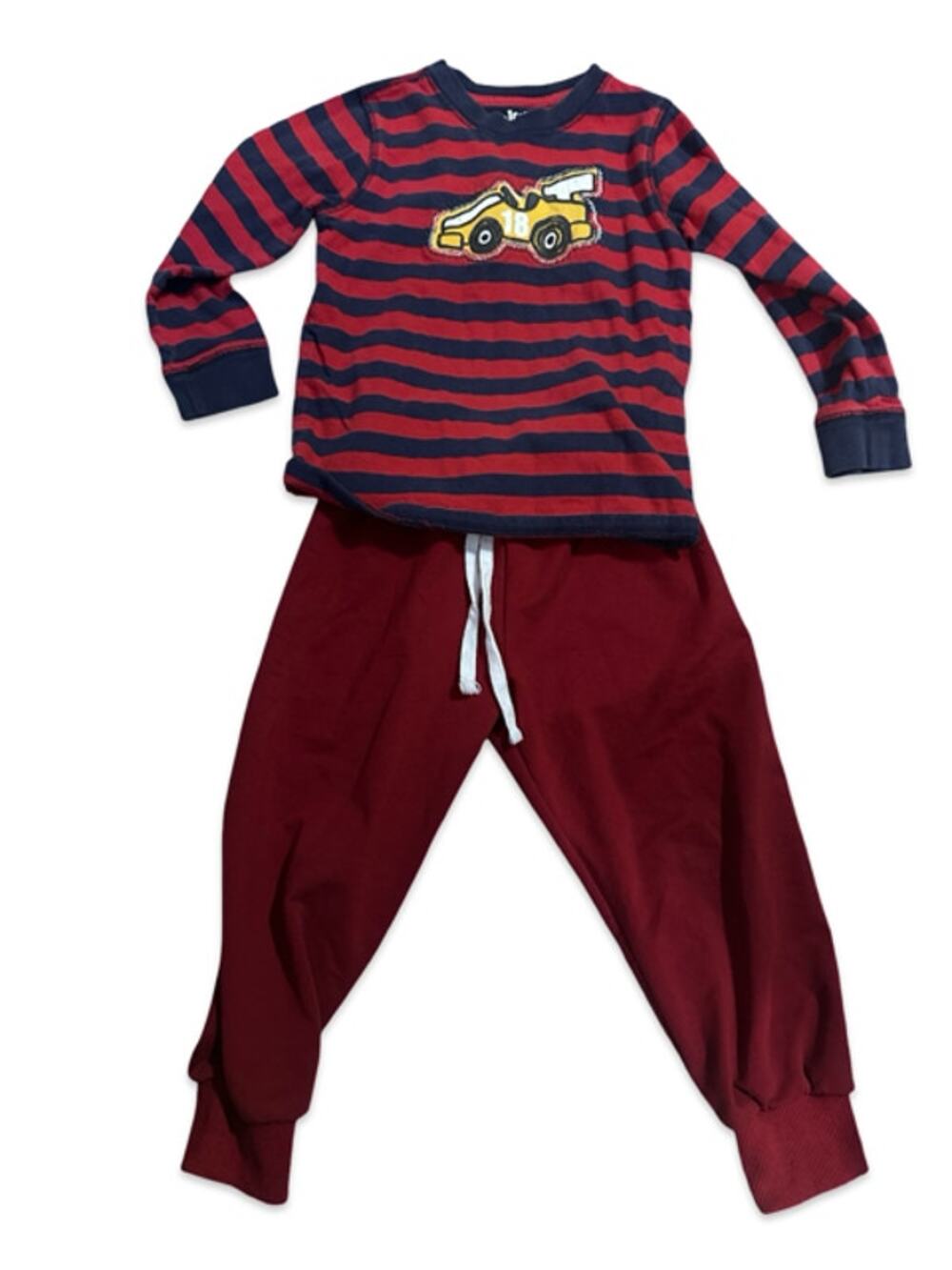 OshKosh Outfit Size 8 Red Blue Striped Truck Shirt Jogger